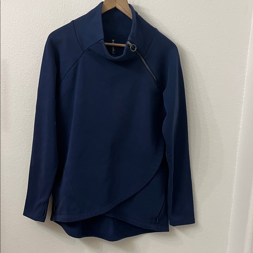 Athleta Navy Asymmetrical Zip sweatshirt